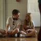 Bo Burnham and Elsie Fisher on the set of Eighth Grade